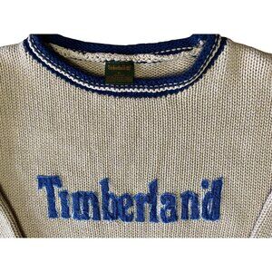 RARE TIMBERLAND CREAM 100% COTTON KNIT LOGO SWEATER XL